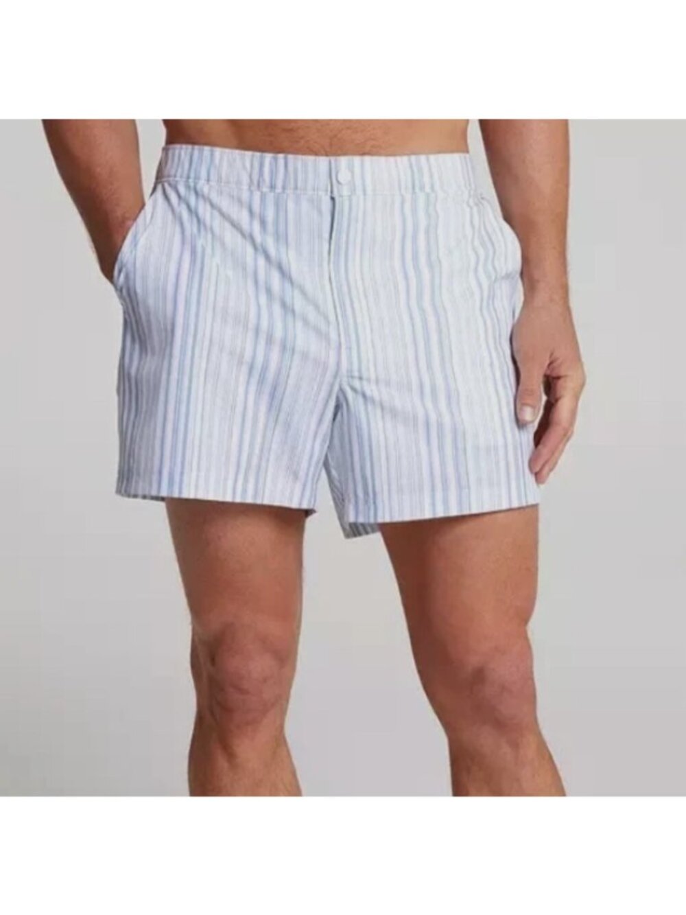 NEW VRST 5" Resort Slim Fit Shorts Muted Denim Calm Stripe Printed Lined Medium